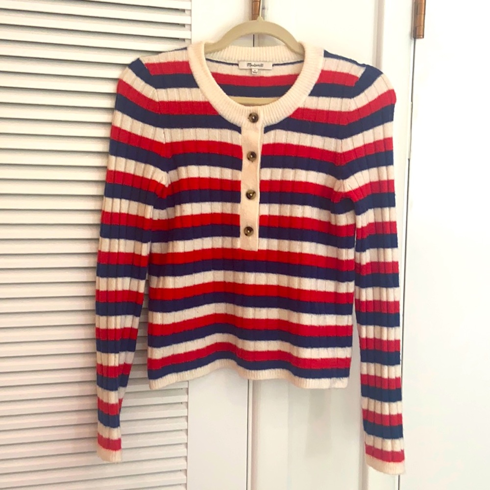 Madewell red white and blue striped sweater